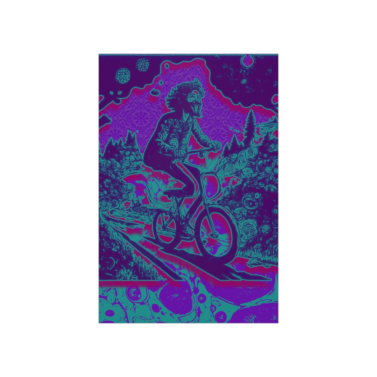 Colorful Bike Ride Acid Trip Bicycle Day Premium Matte Poster