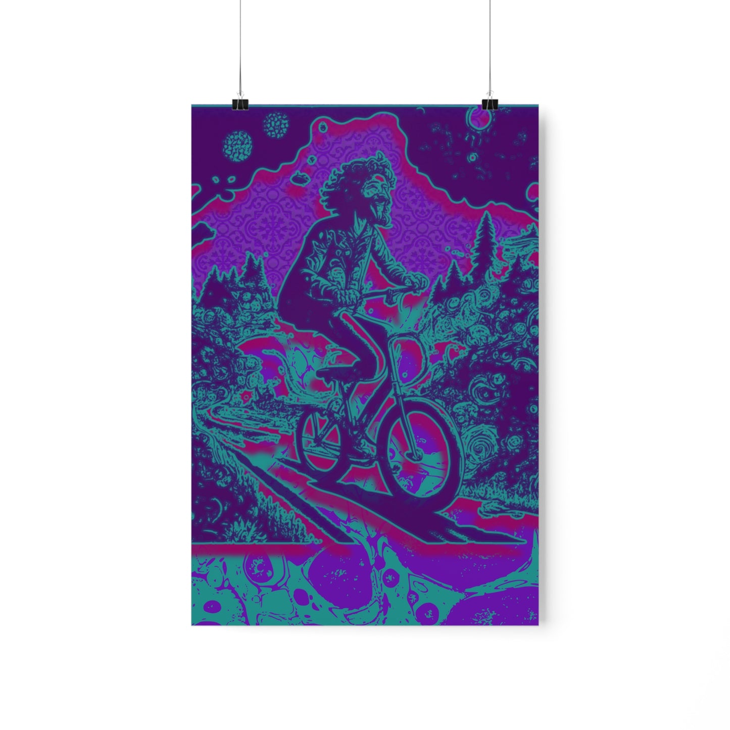 Colorful Bike Ride Acid Trip Bicycle Day Premium Matte Poster