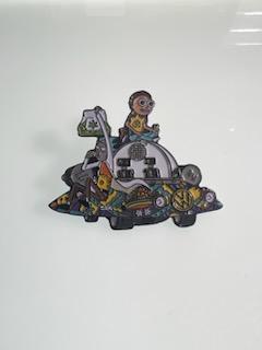 Cartoon Trippy Spaceship Peace Pin