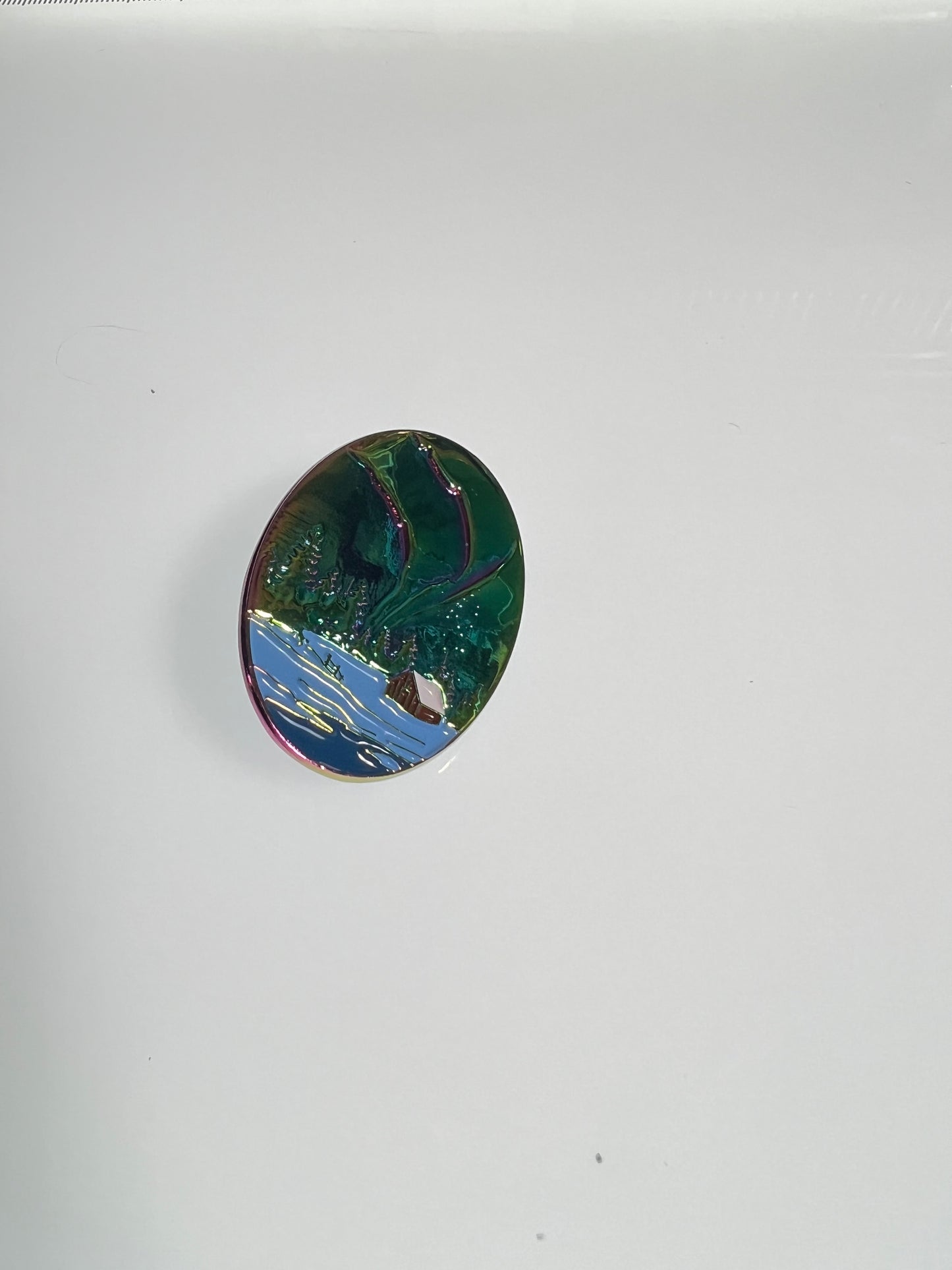 Bob Ross Rainbow Northern Lights Lake View Pin