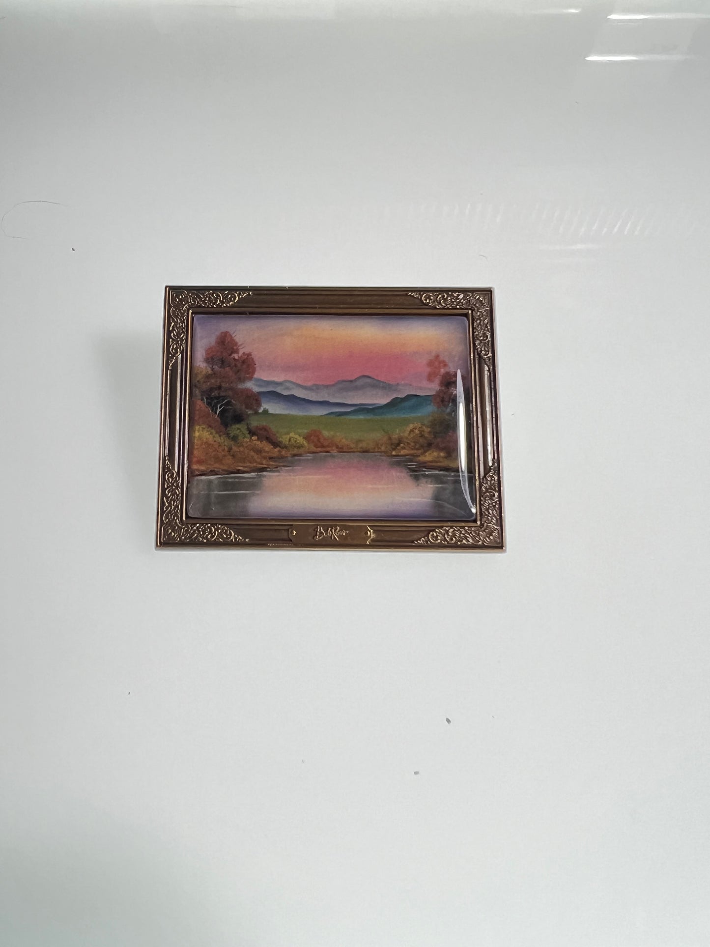 Bob Ross Frame Painting Lake Mountain Pin