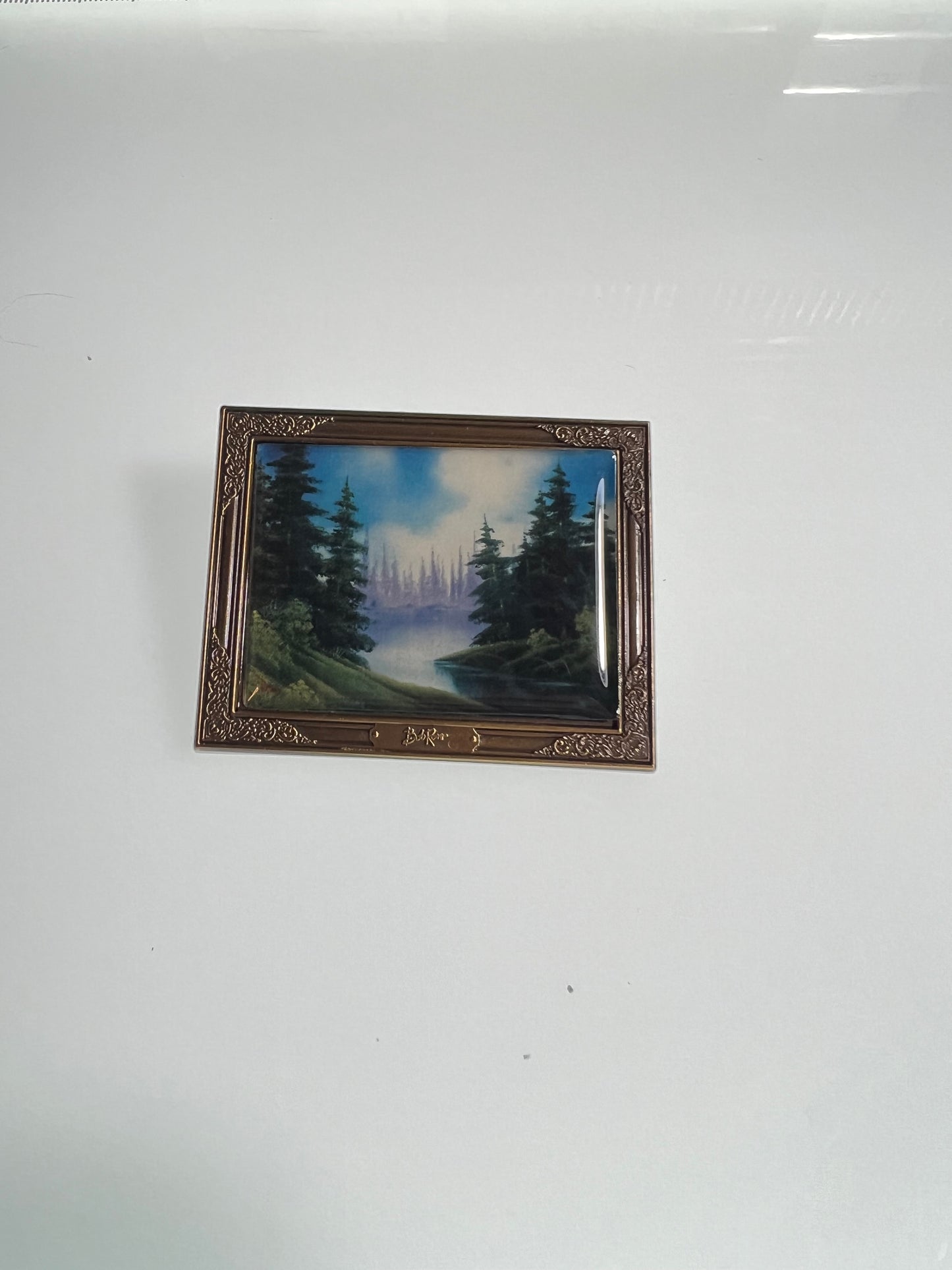 Bob Ross Frame Painting Forest Lake Pin