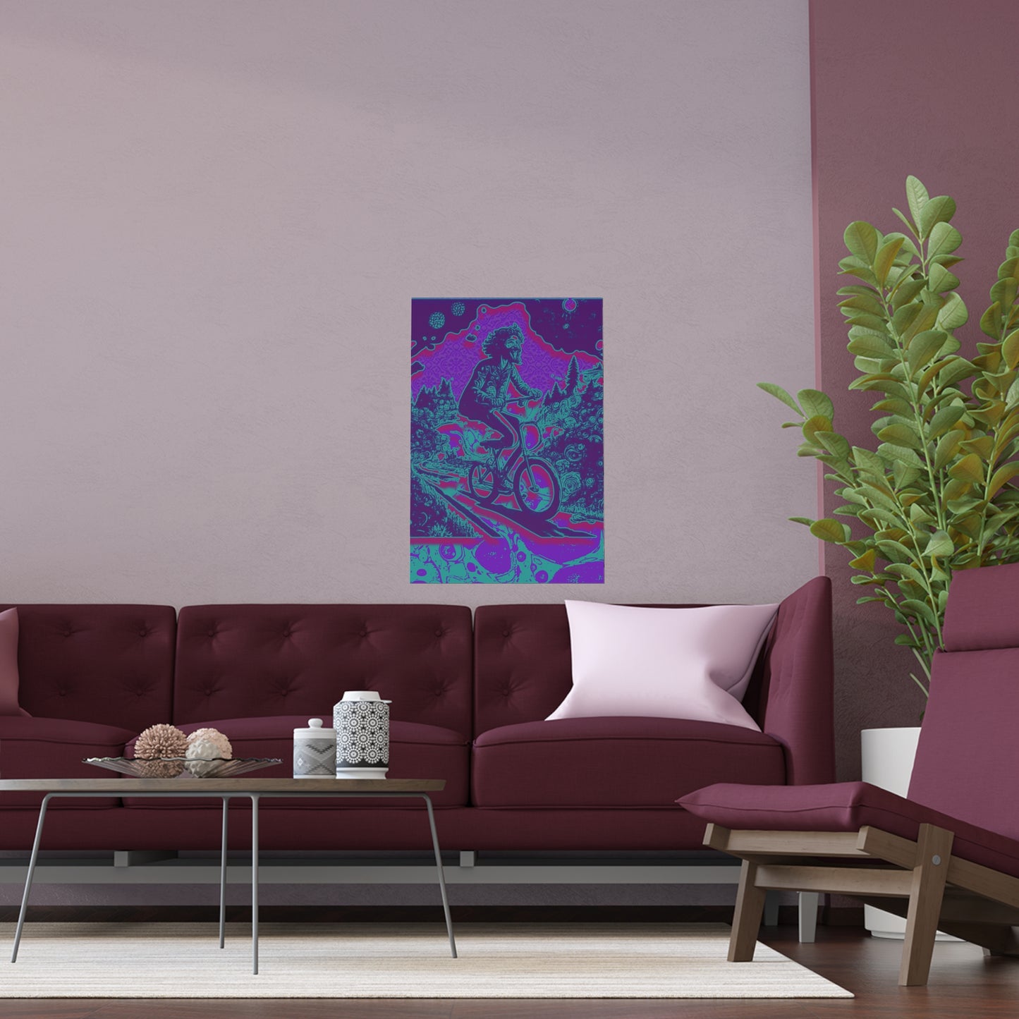 Colorful Bike Ride Acid Trip Bicycle Day Indoor and Outdoor Silk Poster