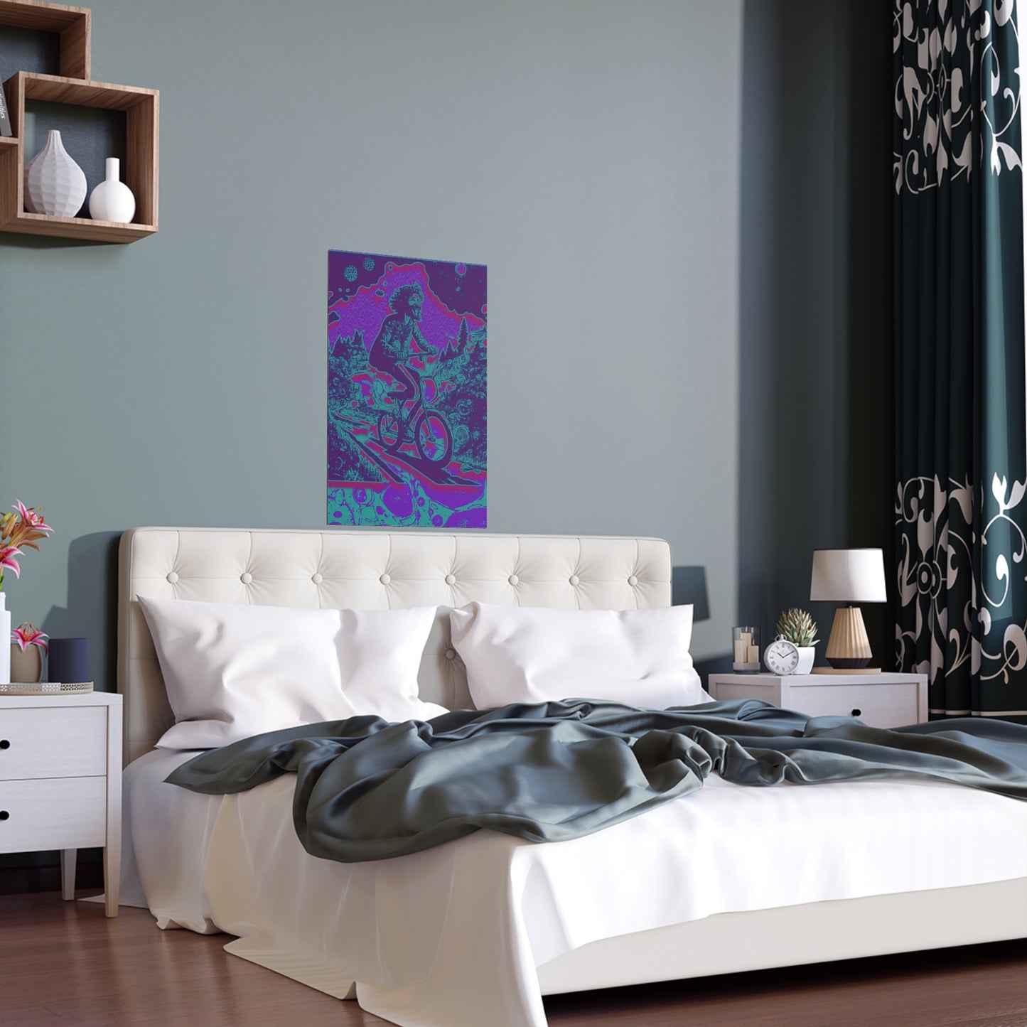 Colorful Bike Ride Acid Trip Bicycle Day Indoor and Outdoor Silk Poster