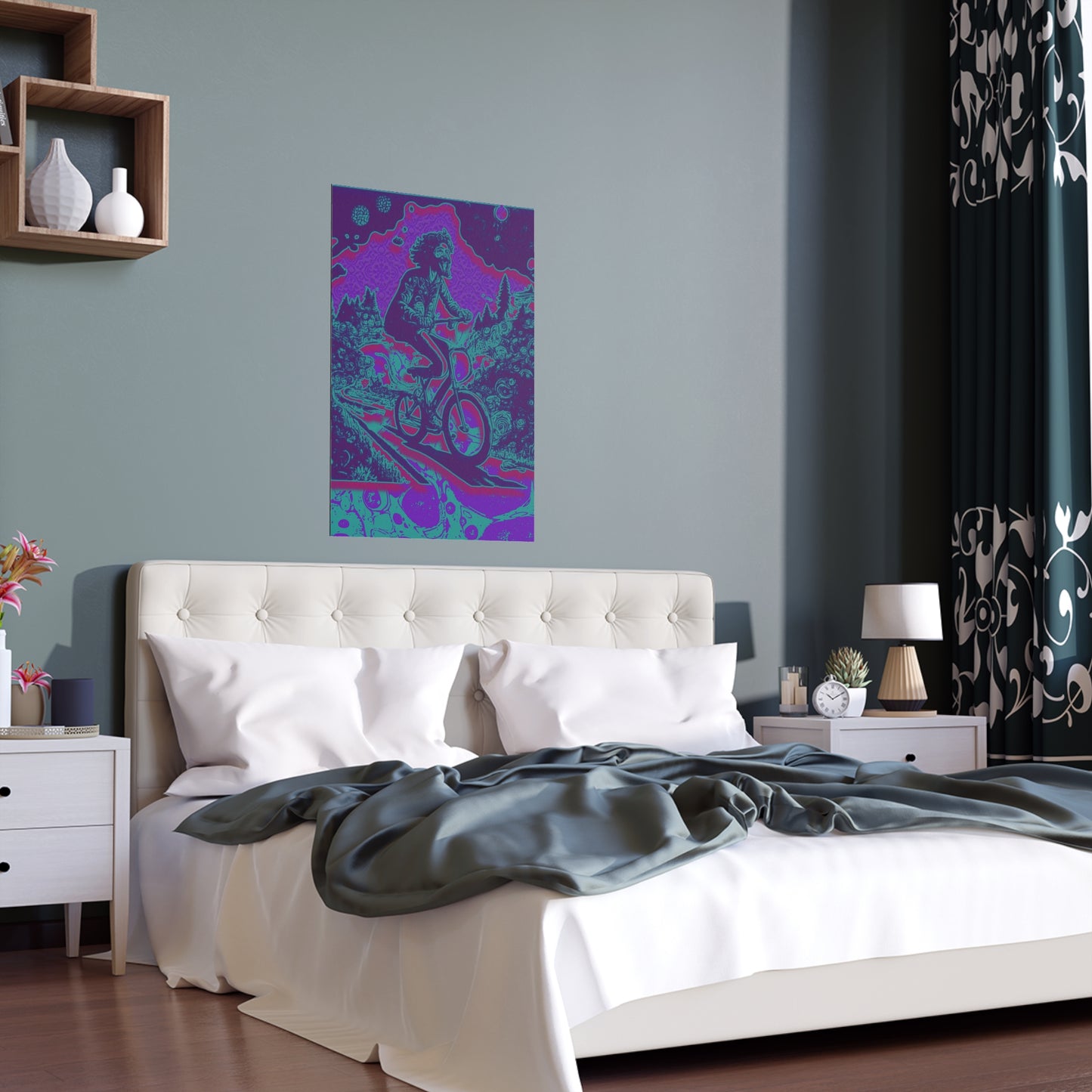 Colorful Bike Ride Acid Trip Bicycle Day Indoor and Outdoor Silk Poster