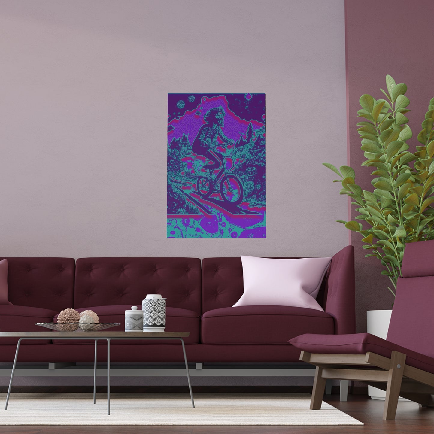 Colorful Bike Ride Acid Trip Bicycle Day Indoor and Outdoor Silk Poster