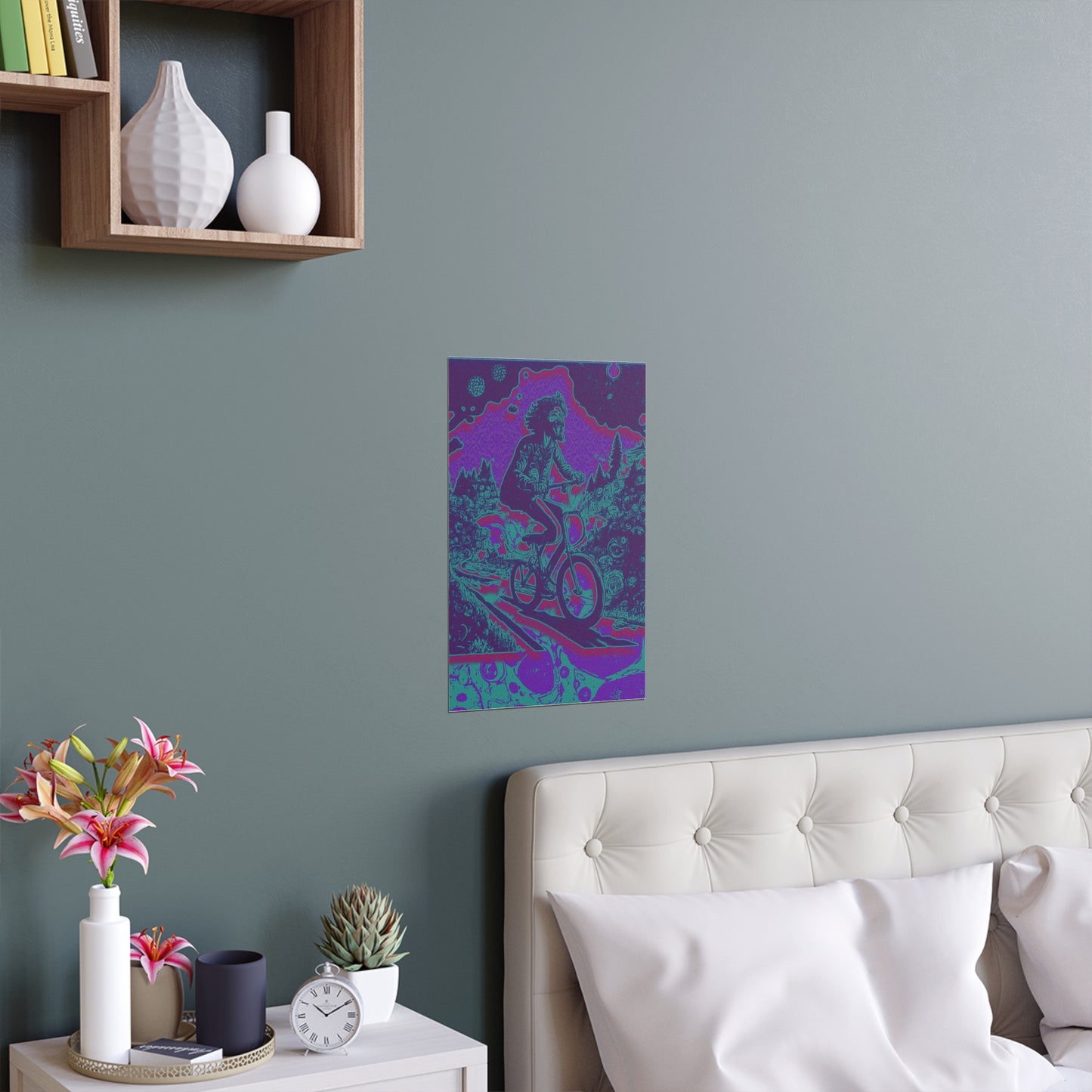 Colorful Bike Ride Acid Trip Bicycle Day Indoor and Outdoor Silk Poster
