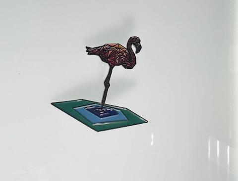 Colorful Geometric Flamingo Pin
