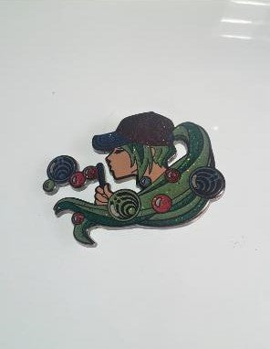 Bassnectar DJ Glitter Bubble Blowing Girl Pin